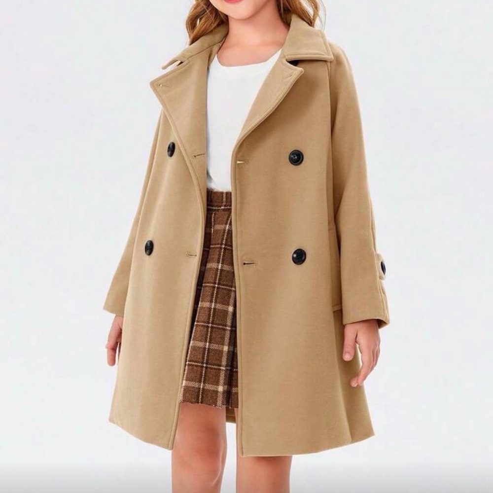 SHEIN Tan Kids Pea Coat